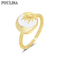 poulisa round shape colorful enamel twist rings for women anniversary gift cute moon sun open rings fashion jewelry customizable