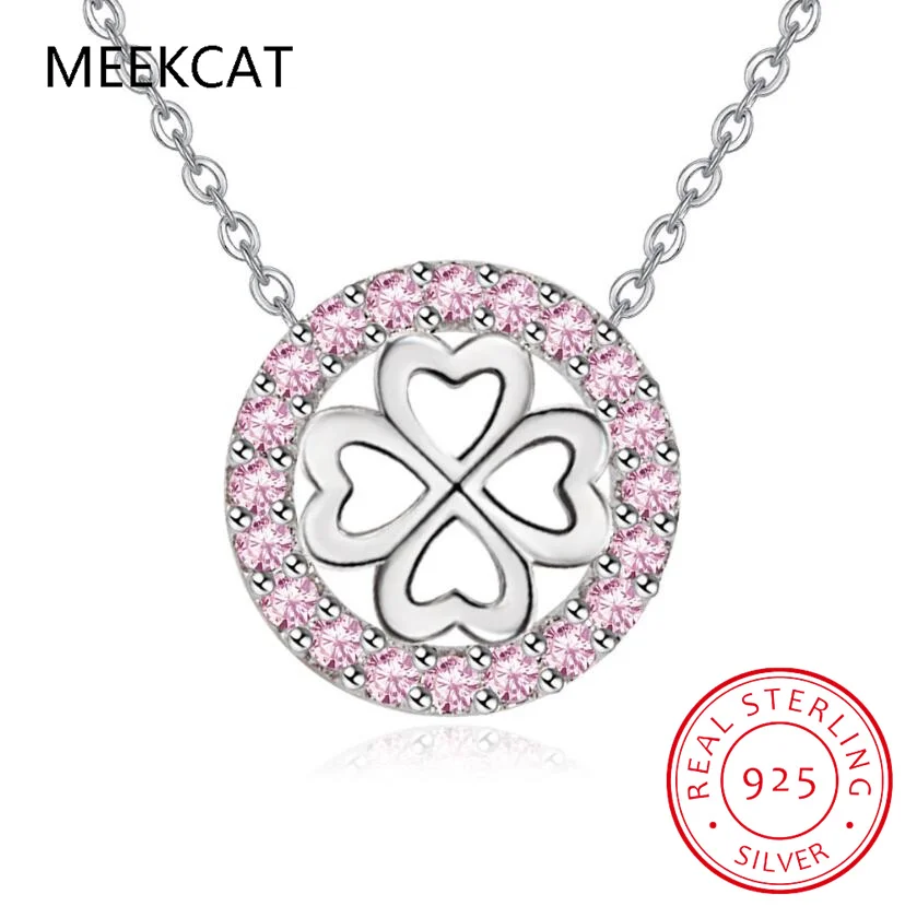 

925 Sterling Silver Lucky Four Leaf Clover Necklace for Women Plated Gold Pendant Bead Necklace Fine Party Jewelry Gift