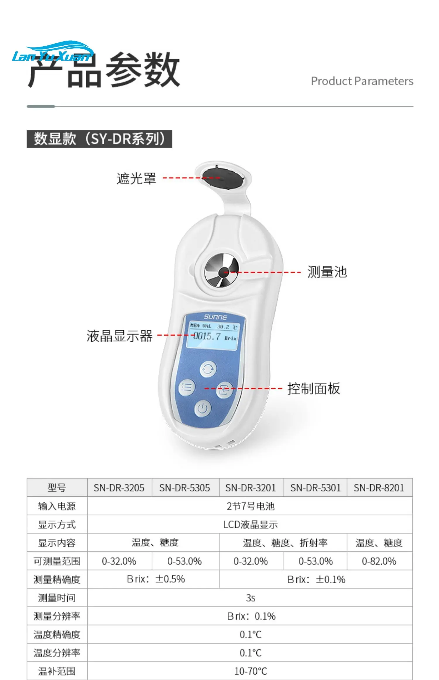 

Shangyi electronic digital sugar meter, high-precision fruit sweetness test instrument, meter refractometer