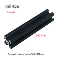 2pcs black 2020 v slot aluminum profile european standard extrusion frame 100mm 1200mm anodized linear for cnc 3d printer parts