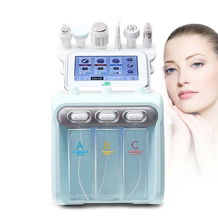 Second Generation 6 in 1 Hydrogen Oxygen Small Bubble RF Beauty Machine Facial Massager Skin Care Dermabrasion Facial Machine