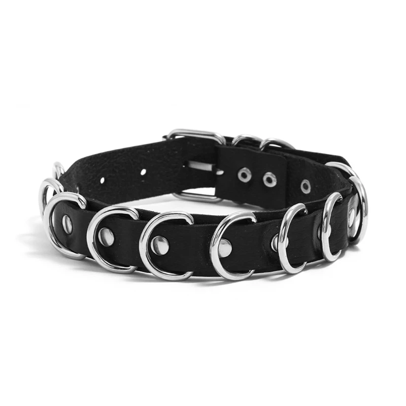 

Punk Choker Collar Necklace Pu Leather Goth Rivets Choker Necklace Pendientes Party Club Sexy Gothic Femme Jewelry