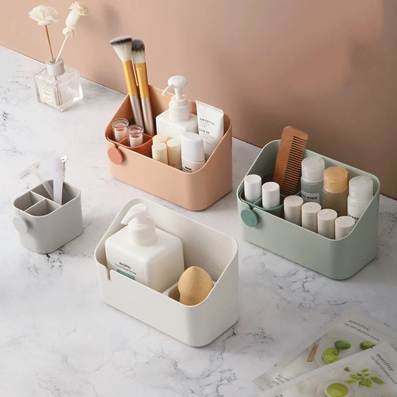 

Makeup Plastic Storage Box Organizer for Cosmetics and Jewelry Nail Polish Finishing Boxes Bath Desktop Separated Storage Case