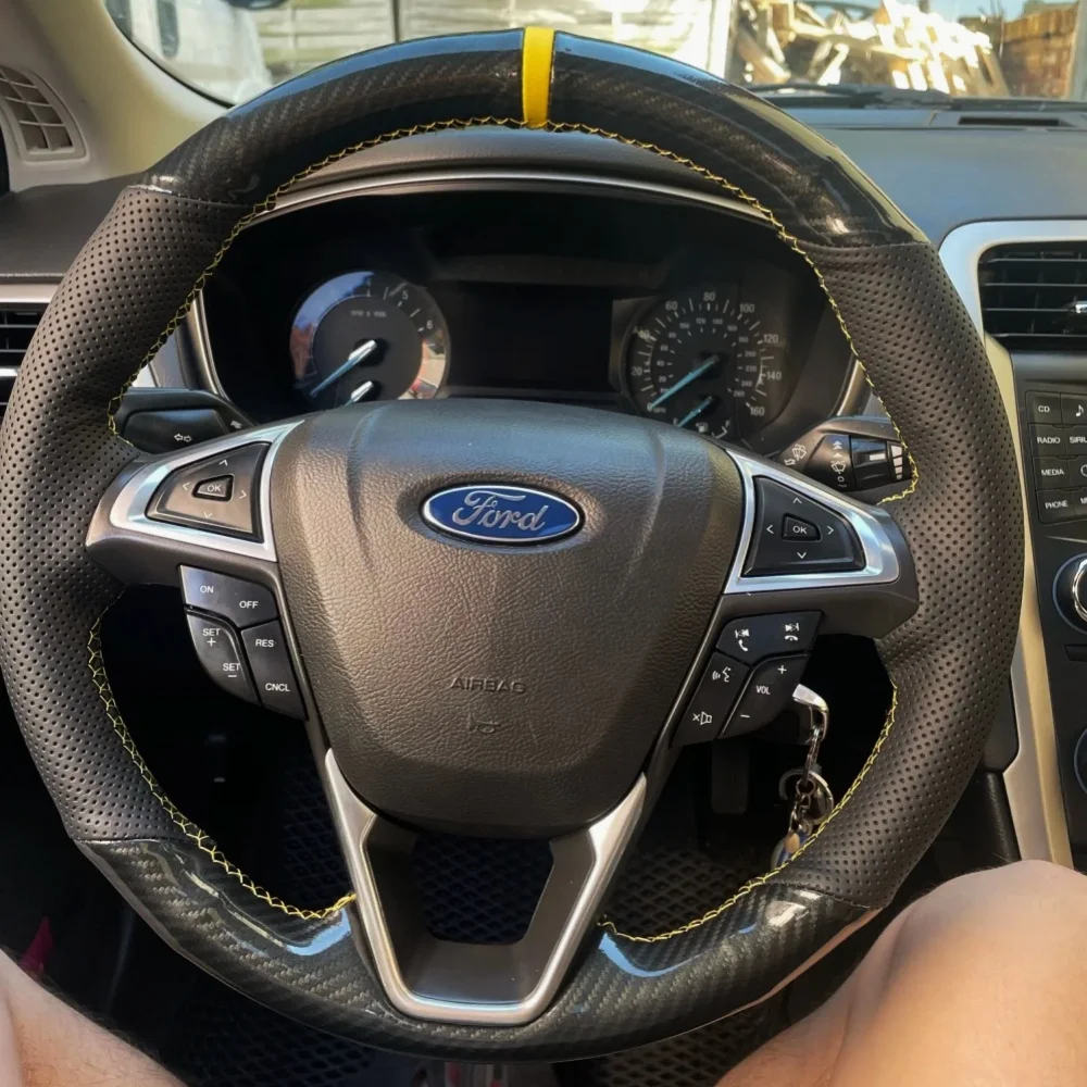 

Изготовленный на заказ оплетка на руль автомобиля, мягкий 100% подходит для Ford Fusion Mondeo 2013 2014 EDGE 2015 2016, автомобильные товары, накидка на руль