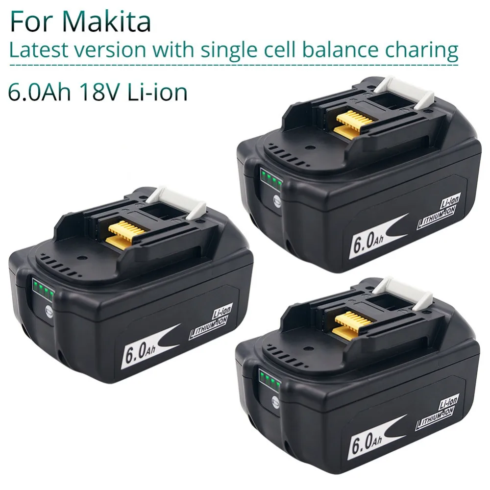 

100% Original For Makita 18V 6000mAh Rechargeable Power Tools Battery with LED Li-ion Replacement LXT BL1860B BL1860 BL1850