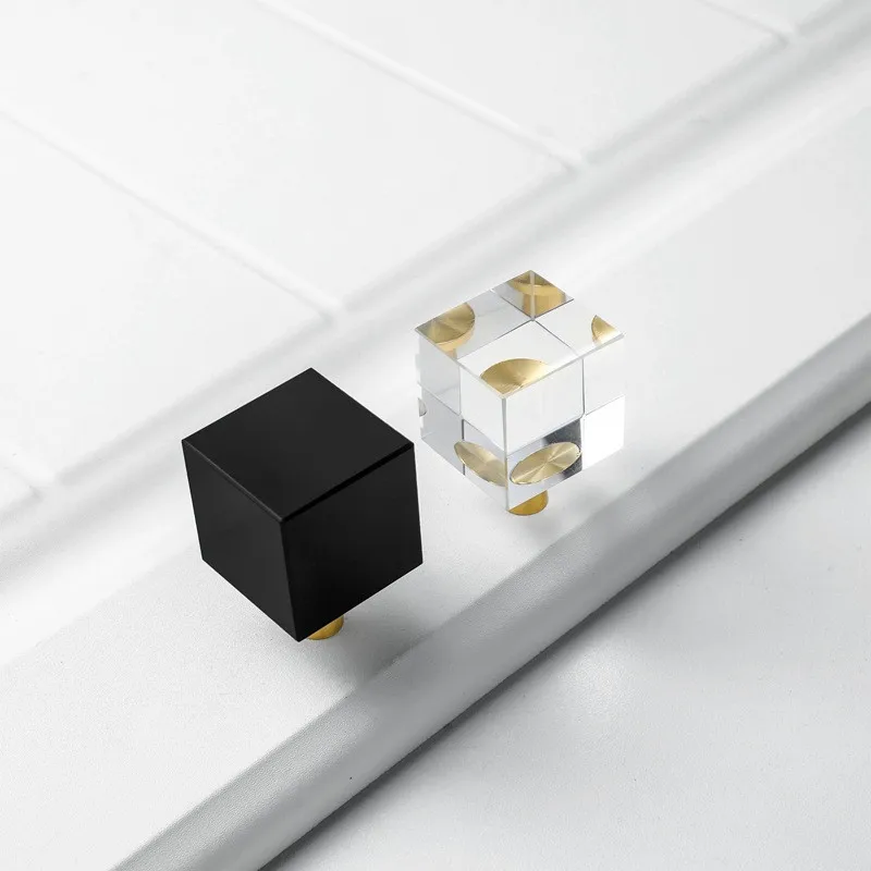 Прозрачные черные ручки для мебели ручка кухонного шкафа квадратный шкаф