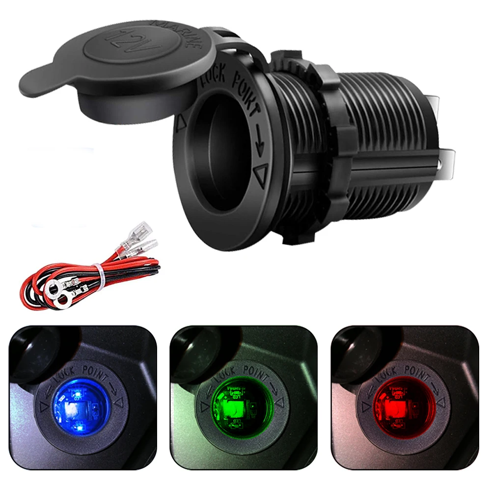 

12V Car Cigarette Lighter Socket Waterproof Dustproof Auto Boat Motorcycle Tractor Power Outlet Receptacle Car Accessories Hot