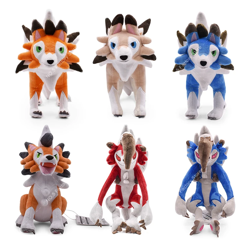 

6 Style Lycanroc Daytime & Dusk & Night Plush Toys Cartoon Shiny Lycanroc Stuffed Animals Peluche For Baby Kids Christmas Gift