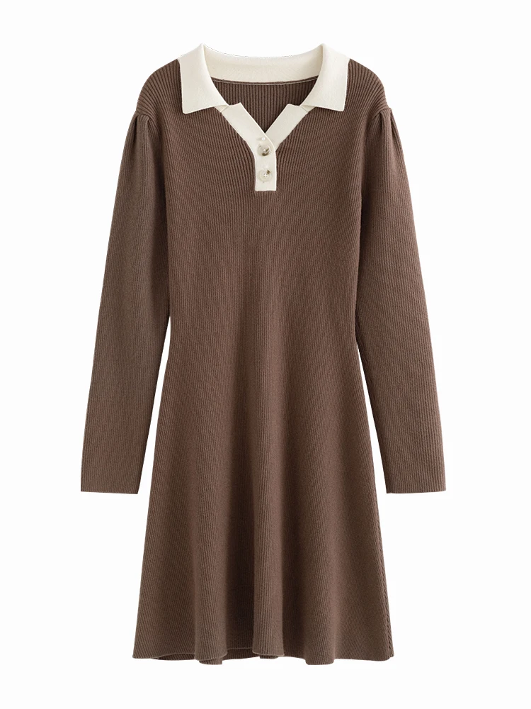 Женское зимнее плотное вязаное мини-платье FSLE новинка 2021 облегающее контрастное