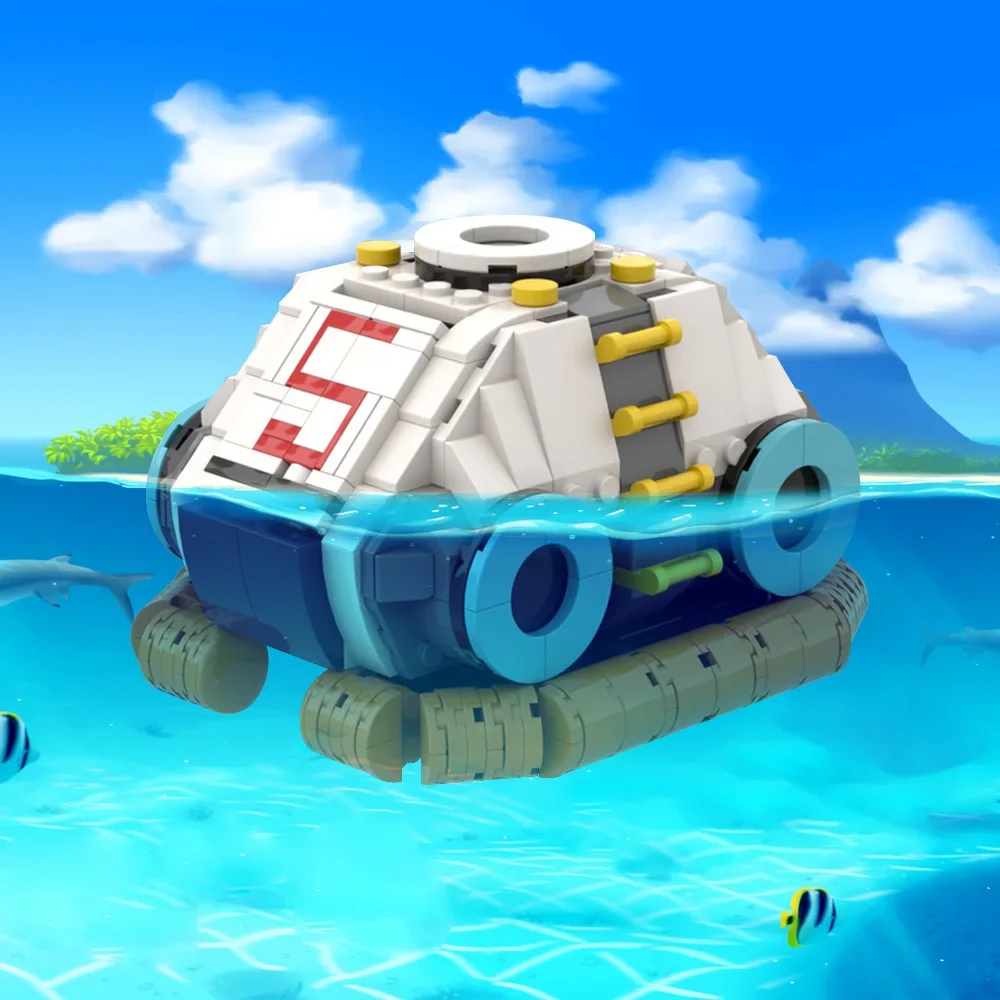 Фото MOC Subnautica Lifepod 5, модель строительных блоков Subnautica, океанские приключенческие игры, Lifepod, подводная лодка, кирпичи, сборные игрушки, подарок для детей №4