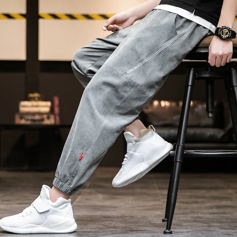 2022 Spring Casual Pants Men's Summer Thin Trendy Fashion Cropped Pants Loose Track Pants Men's Harem Pants