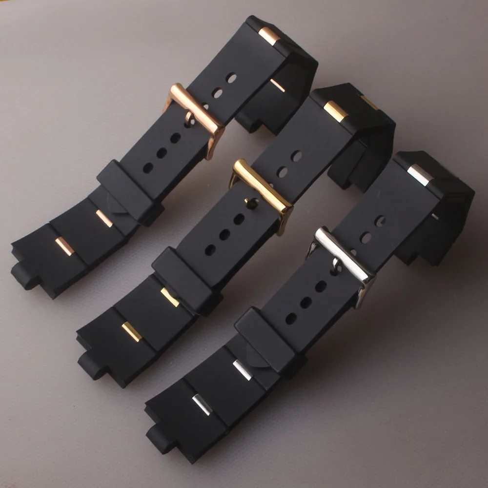 Ремешок для часов Bvlgari резиновый ремешок 22 мм 24 черный силиконовый с приподнятым