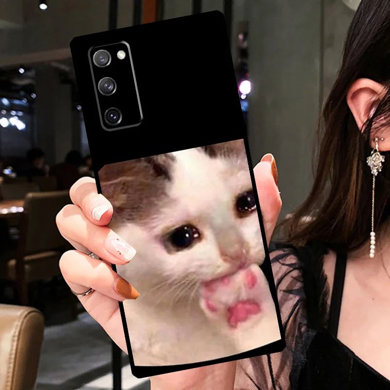 Фото Чехол Crying Cat Memes для Samsung Galaxy S21 S22 S23 Ultra S20 FE Note 20 Ultra S8 S9 S10 Note 10 Plus Cover №4