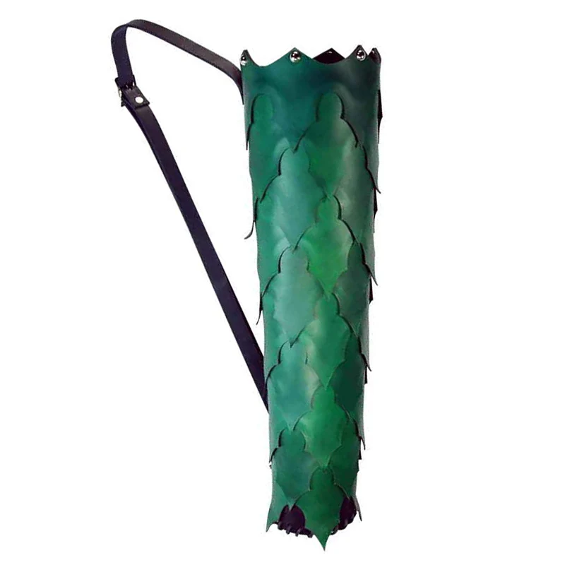 

Medieval Larp Archer Dragonscale Quiver Forest Elven Leather Back Arrow Case Holder Robin Hood Ranger Elf Bowman Archery Holster