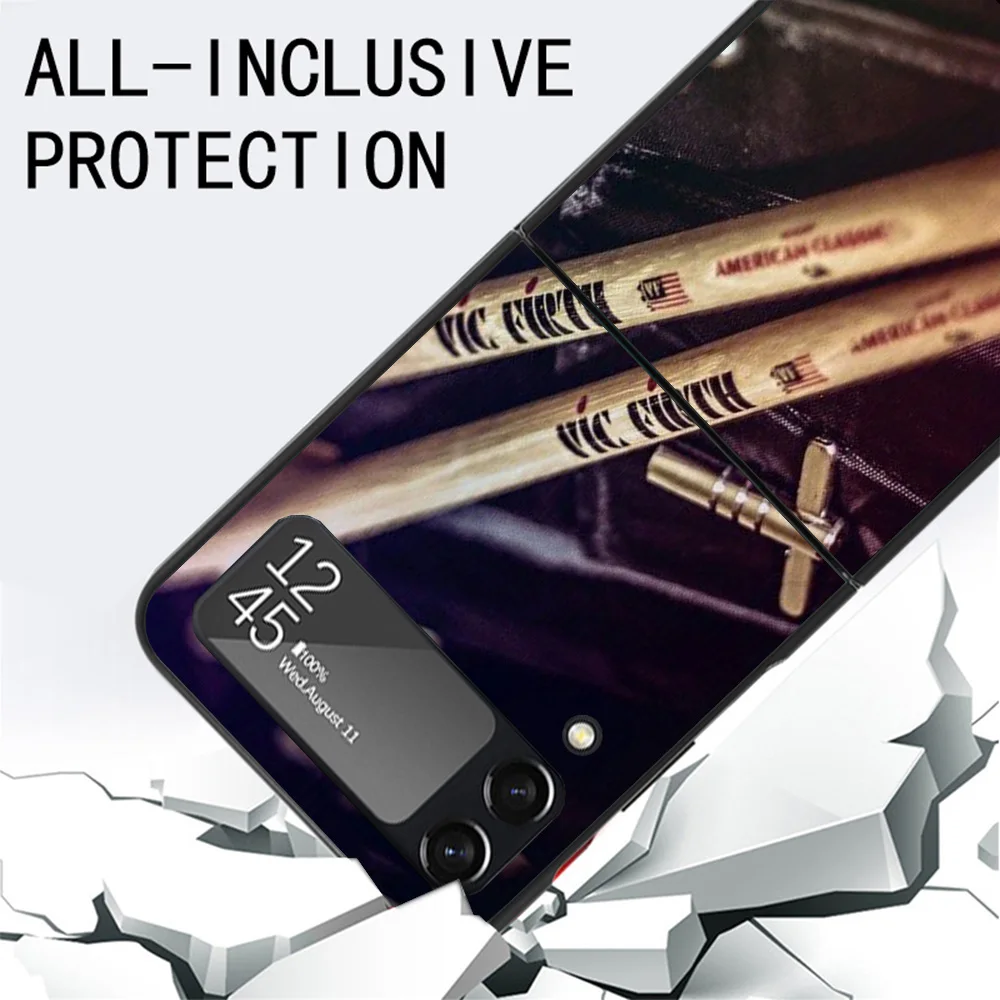 Музыкальный инструмент барабан Rock черный чехол для телефона Samsung ZFlip6 ZFlip5 ZFlip4 ZFlip3