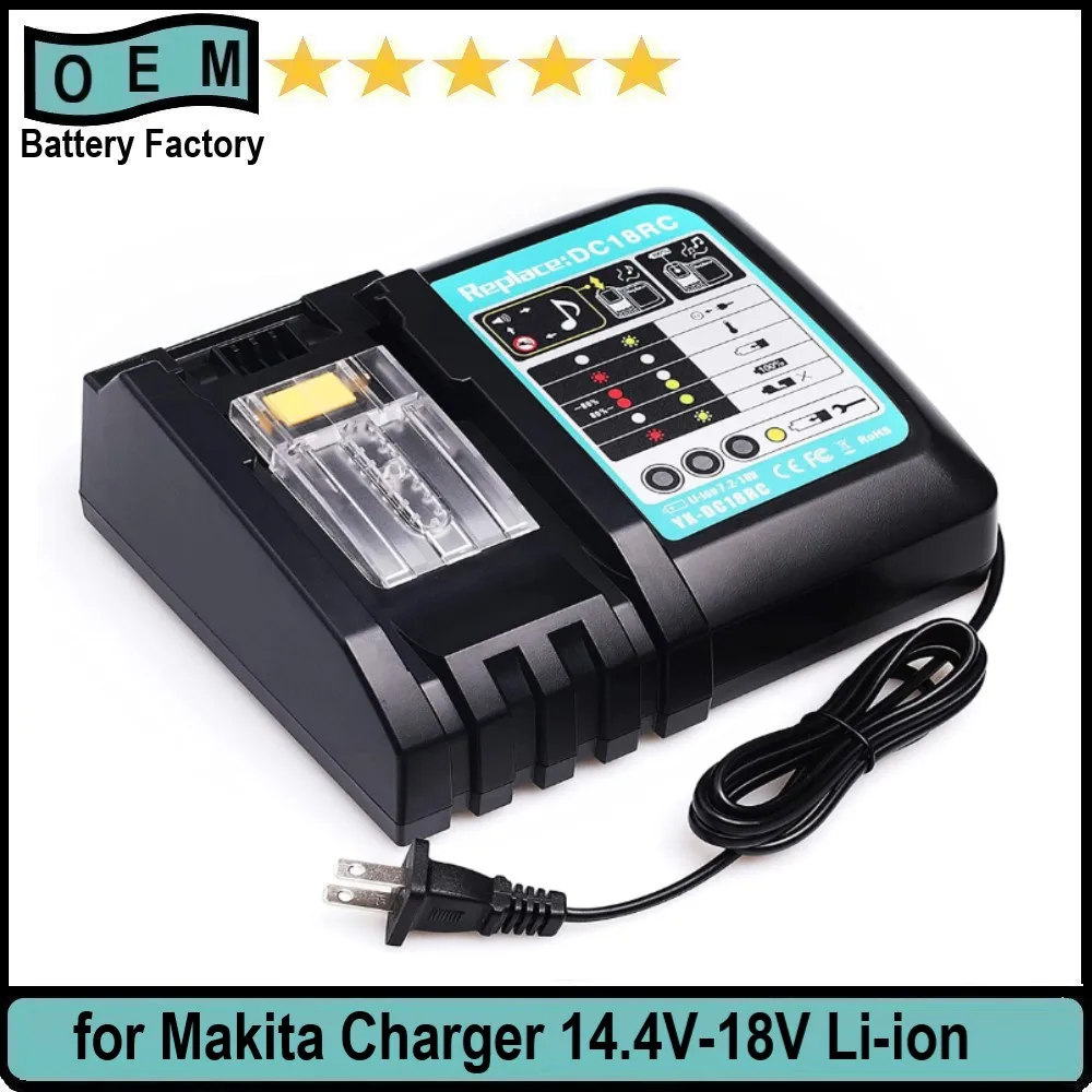 

DC18RC Li-ion Battery Charger for All Makita 14.4V-18V BL1860 BL1850 BL1840 BL1830 BL1450 BL1440 BL1430