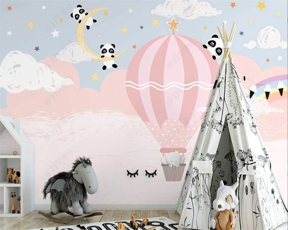 

Beibehang Индивидуальные Новые скандинавские обои с ручной росписью космоса панда облако фон для детской комнаты