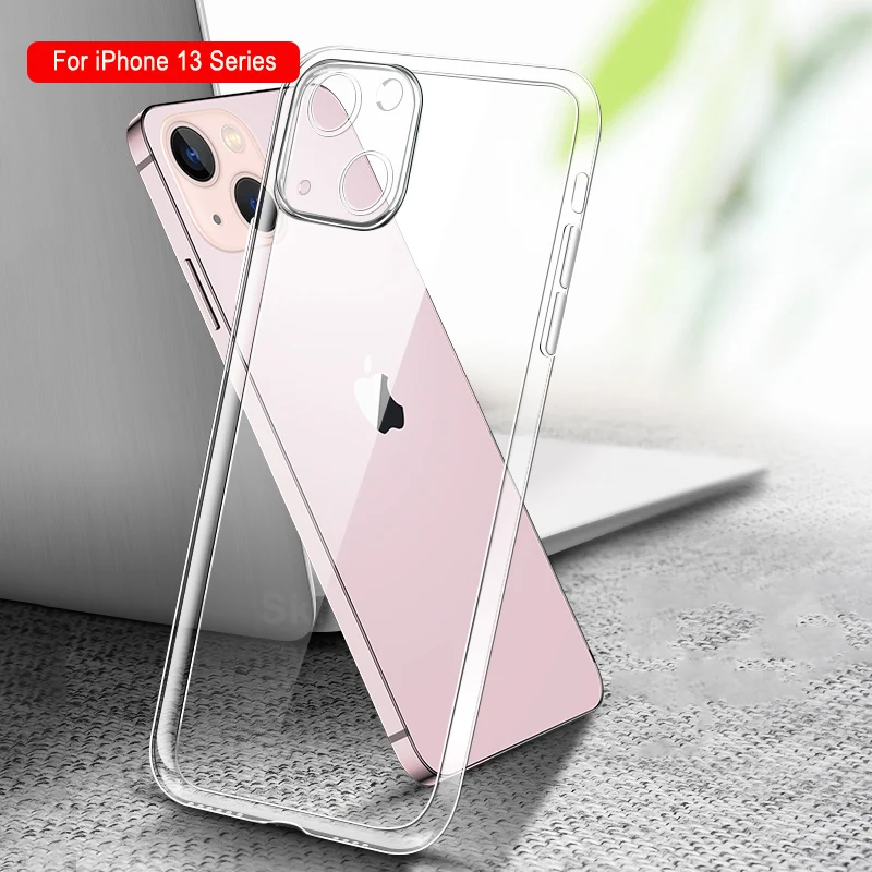 

Ultra Thin Clear Case For iPhone 13 Pro Max Shockproof Soft TPU Silicone On iPhone 13 Mini Back Cover Phone Case Lens Protection