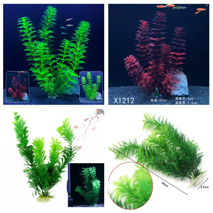 10cm - 30cm Fake Aquarium Plants Plastic Grass Fish Tank Decor Artificial Water Plant Ornaments Aquarium Accessories