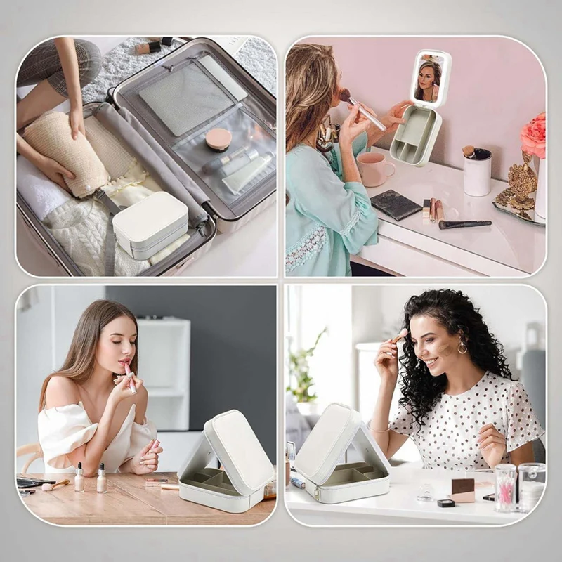 Дорожное зеркало для макияжа BMBY с подсветкой компактная косметичка со