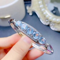 meibapj luxurious real 925 sterling silver natural sky blue topaz braceletbangle for women fine wedding jewelry