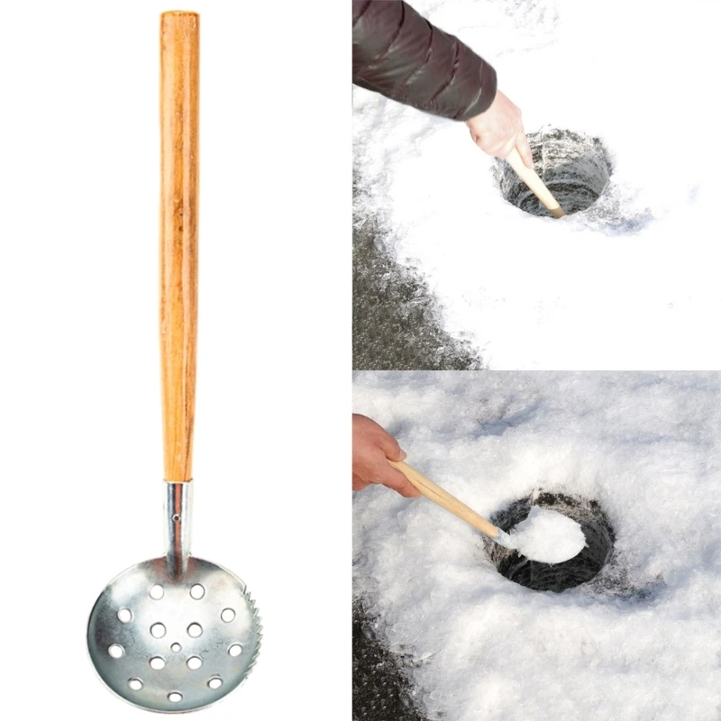 

Fishing Skimmer Scooper Winter Ice Fishing Scoop Outdoor Fishing Tackle Accessories Ice Skimmer with Wooden Handle