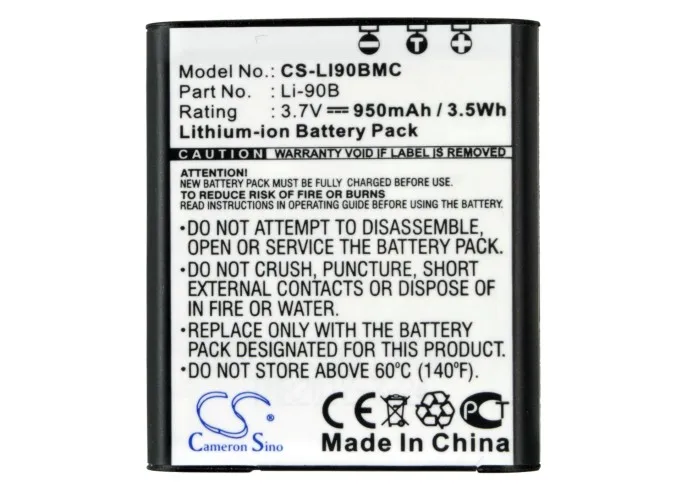 

CS 950mAh Battery For Olympus Li-90B LI-92B Tough TG-1 TG-1 Tough TG-1 iHS Stylus XZ-2 Stylus XZ-2 iHS Powers Stylus SP-1His