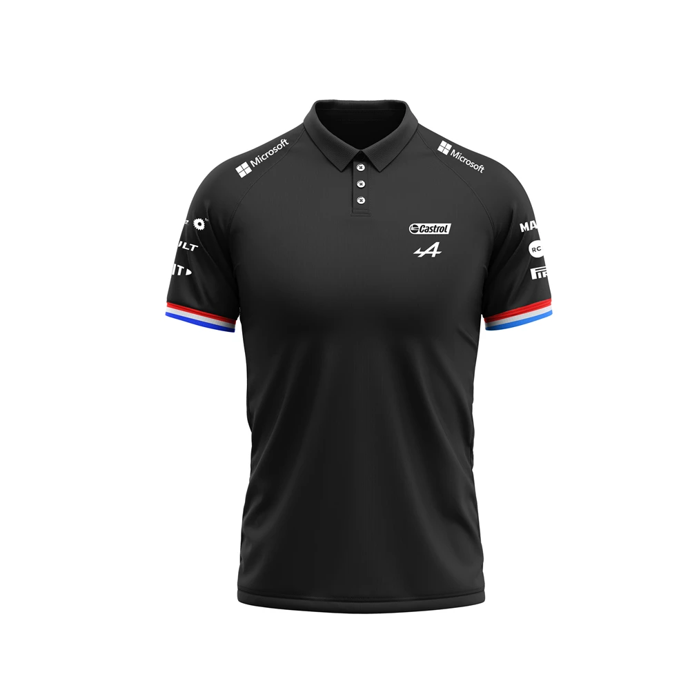 BWT Alpine F1 Team 2023 Polo Shirt - Black Red Grey New Team Sports T-shirt Men's Formula One Sport Renault Racing Uniform