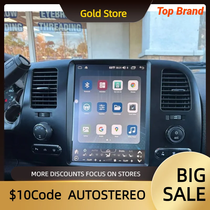 Фото Carplay Tesla Style Android 13 для Chevrolet Silverado GMC Sierra 2007-2013, автомобильное радио, GPS-навигация, мультимедийный плеер, головное устройство №1