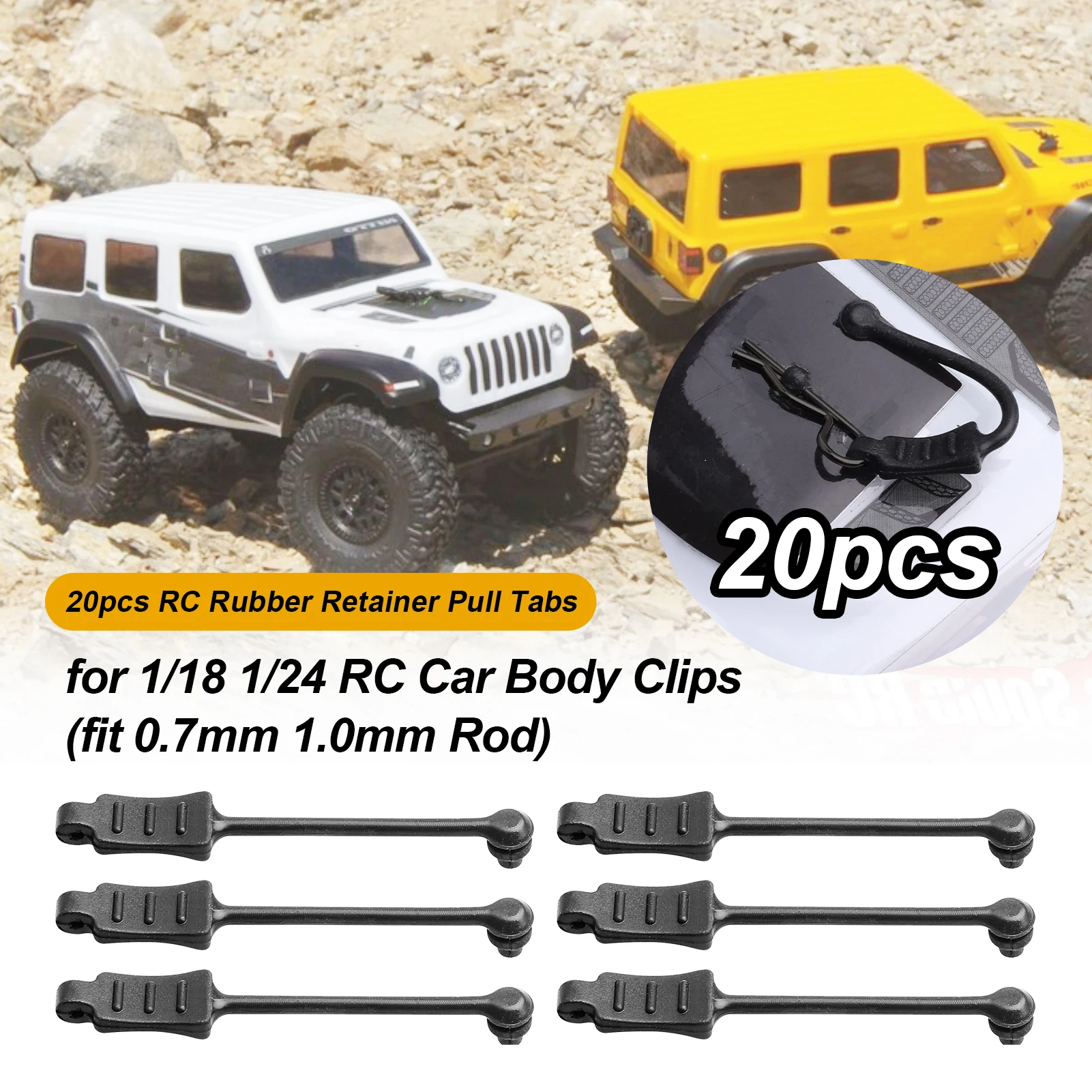 Сменные резиновые фиксаторы Hobbypark для радиоуправляемых моделей 118 и 124, клипсы для кузова, подходят для стержней 0,7 мм и 1,0 мм, 20 шт. (art.: 3920da8b3eead) - 3920da8b3eead