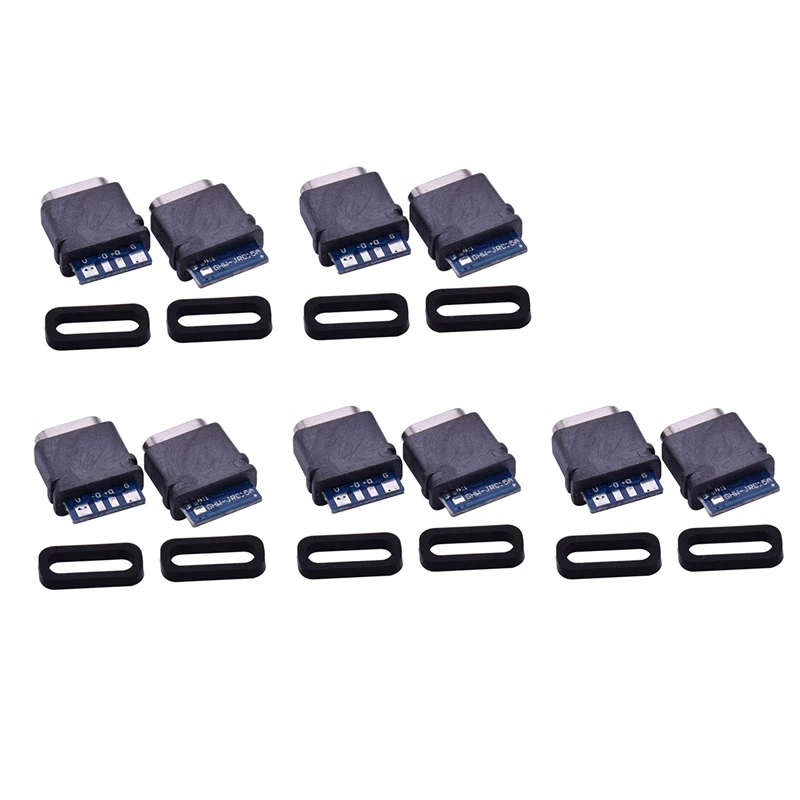 

10Pcs Waterproof USB C Jack Type-C 4Pin Female Connector Port Data Socket For DIY PCB Solder Design Charging Data