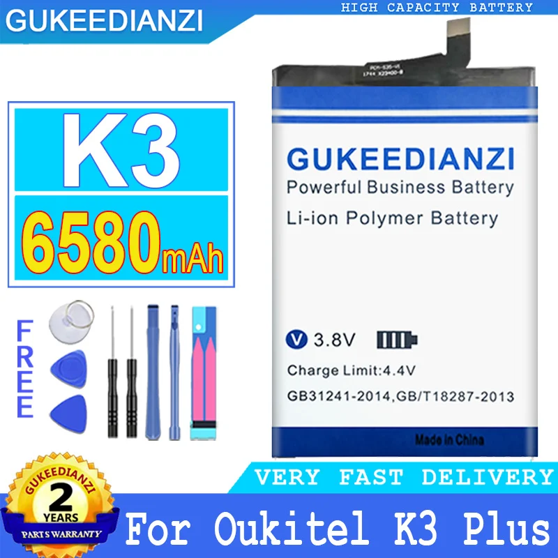 

Bateria 6580mAh Originnal High Capacity Battery K3 For Oukitel K3 OukitelK3 K3 Plus High Quality Battery