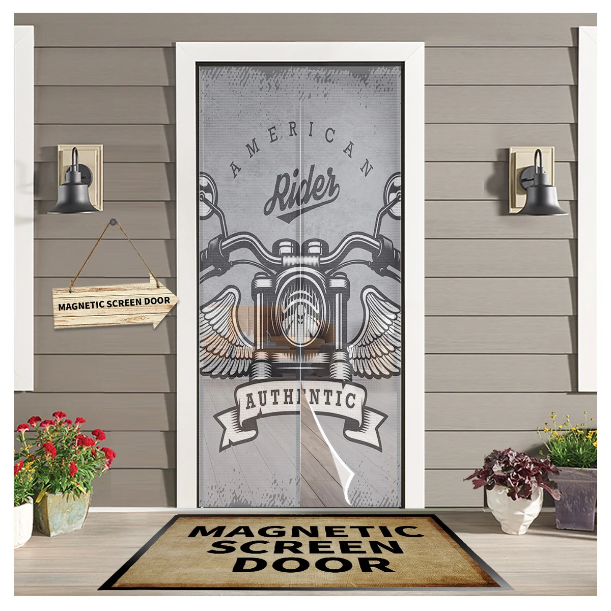 

Motorcycle Wings Letter Bulb Grey Kitchen Door Curtain Mosquito-proof Window Screen Bedroom Magnetic Door Curtain