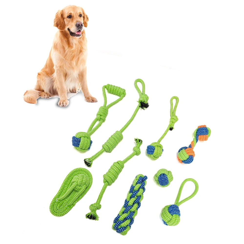 

Pet Toys Knot Rope Ball Cotton Rope Cleaning Teeth Durable Braided Bite Resistant Interactive Knot Rope Outdoor Training Toy
