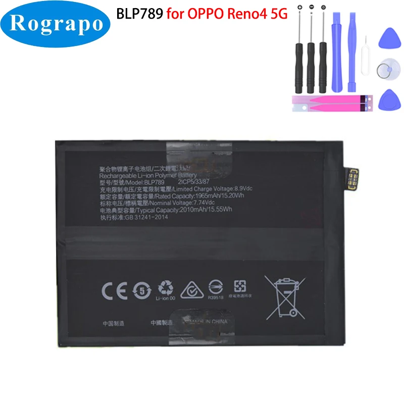 

New Original 4020mAh BLP789 Mobile Phone Battery For Oppo Reno 4 Reno4 5G