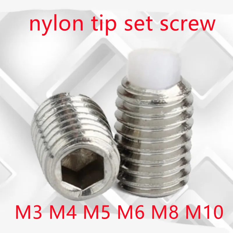 M3 M4 M5 M6 M8 M10 304 Stainless Steel Allen Head Hex Hexagon Socket Plastic Nylon Dog Convex End Point Tip Grub Bolt Set Screw
