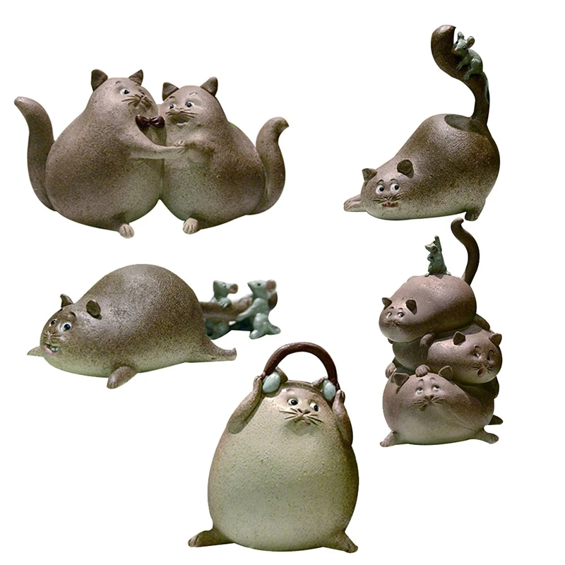 

Милые фигурки животных, сказочное украшение для сада и дома, мини-статуэтка кошки, настольное украшение, подарки для девочек