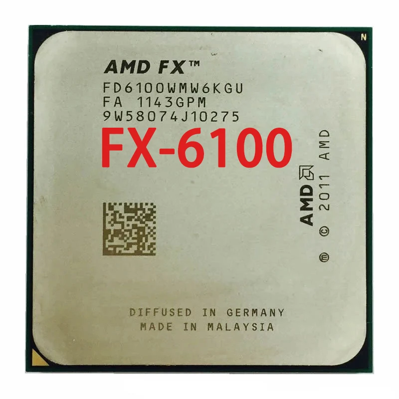 

Процессор AMD FX-Series FX 6100, 3,3 ГГц, шестиядерный, шестипоточный, FD6100WMW6KGU, разъем AM3 +