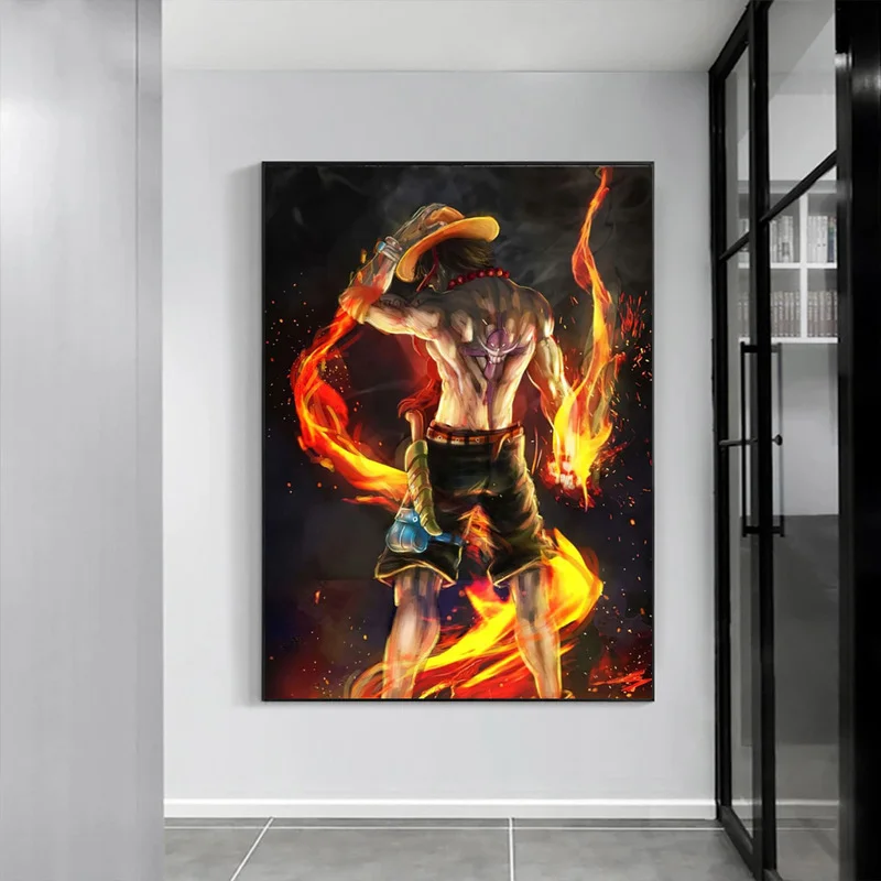 

Japanese Anime One Piece Characters Luffy Canvas Painting Graffiti Skull Posters and Prints Wall Art Picture for Kids Room Decor