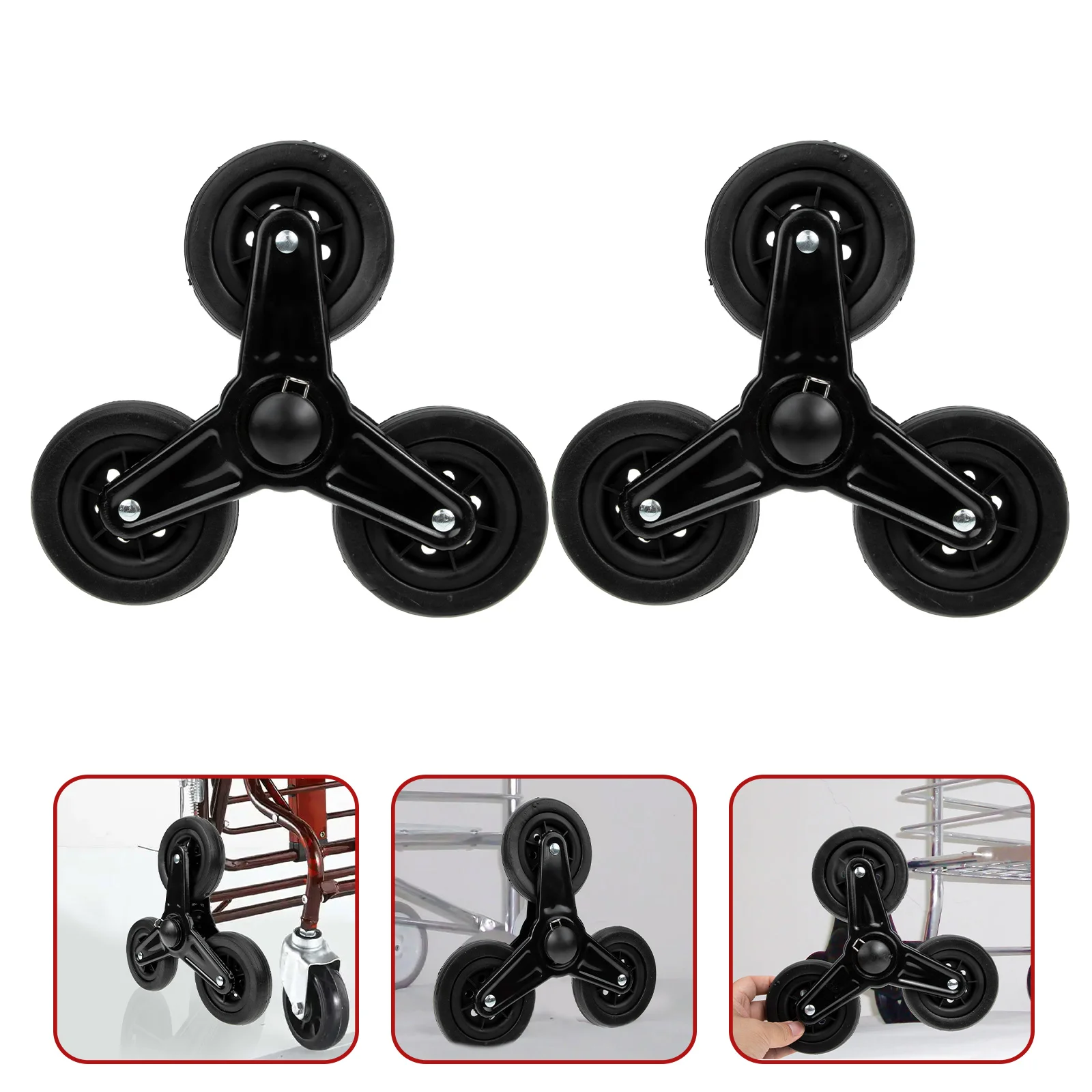 

2pcs Trolley Rubber Wheel Cart Climbing Stairs Shopping Cart Triangle Luggage Wheels Shopping Cart Shopping Trolley