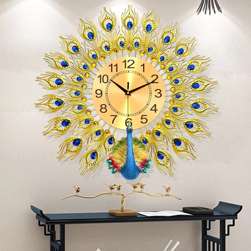 

Large Size 3d Wall Clock Luxury Vintage Nordic Living Room Modern Decorated Wall Clocks Noiseless Interior For Dining Room