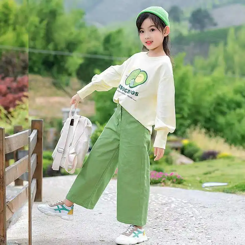 

Autumn Girls Clothes Sets Outfits Kids Baby Long Sleeve Sweatshirt + Wide Leg Pants Children Clothing Suits Kids Clothes Girls