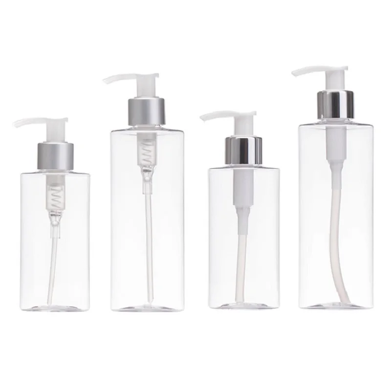 

120ML 200ML Empty Plastic Clear Ellipse Bottle PET Whiteness Lotion Press Pump Refillable Cosmetic Packaging Container 20Pieces