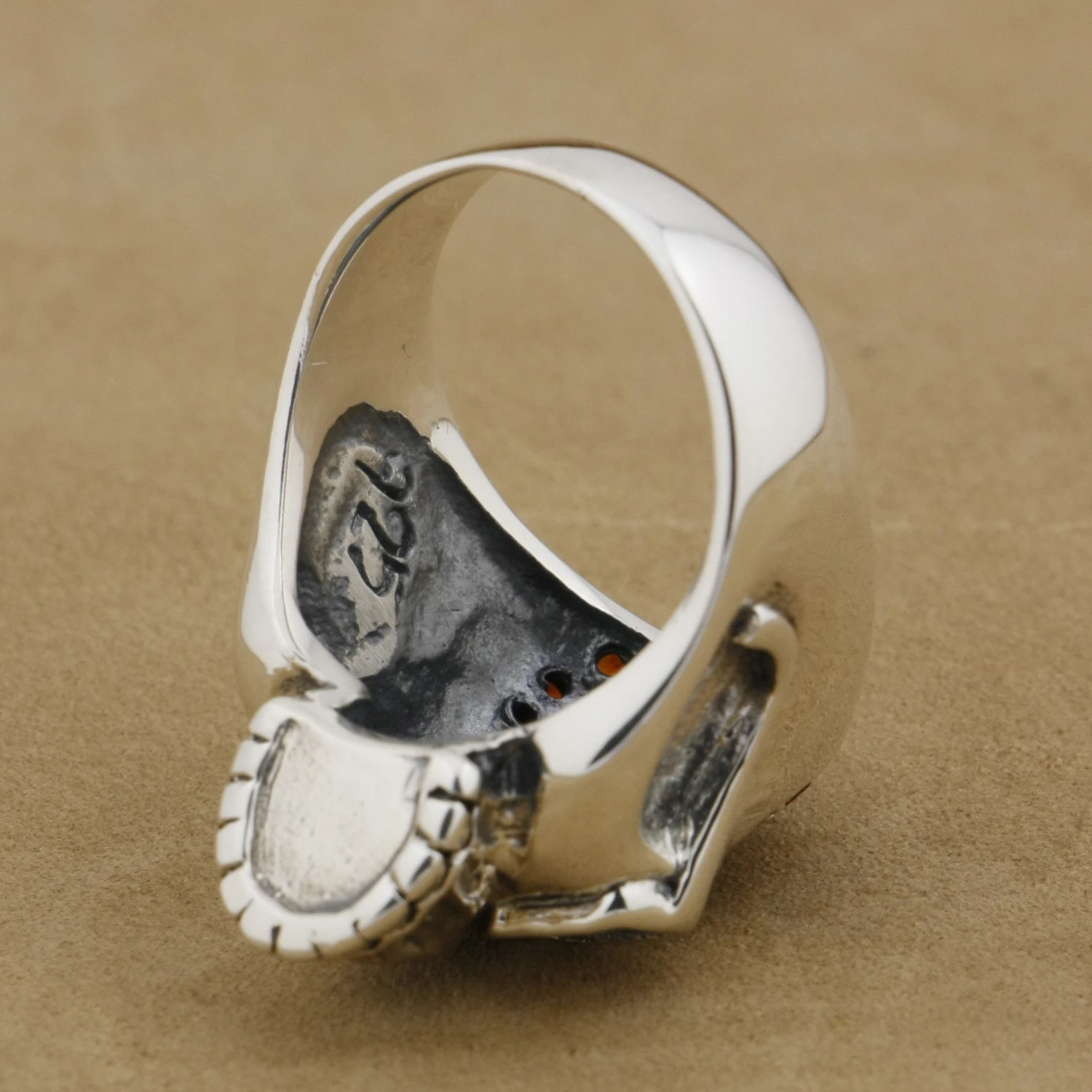 Красный камень CZ из стерлингового серебра 925 пробы кольцо с черепом пилота