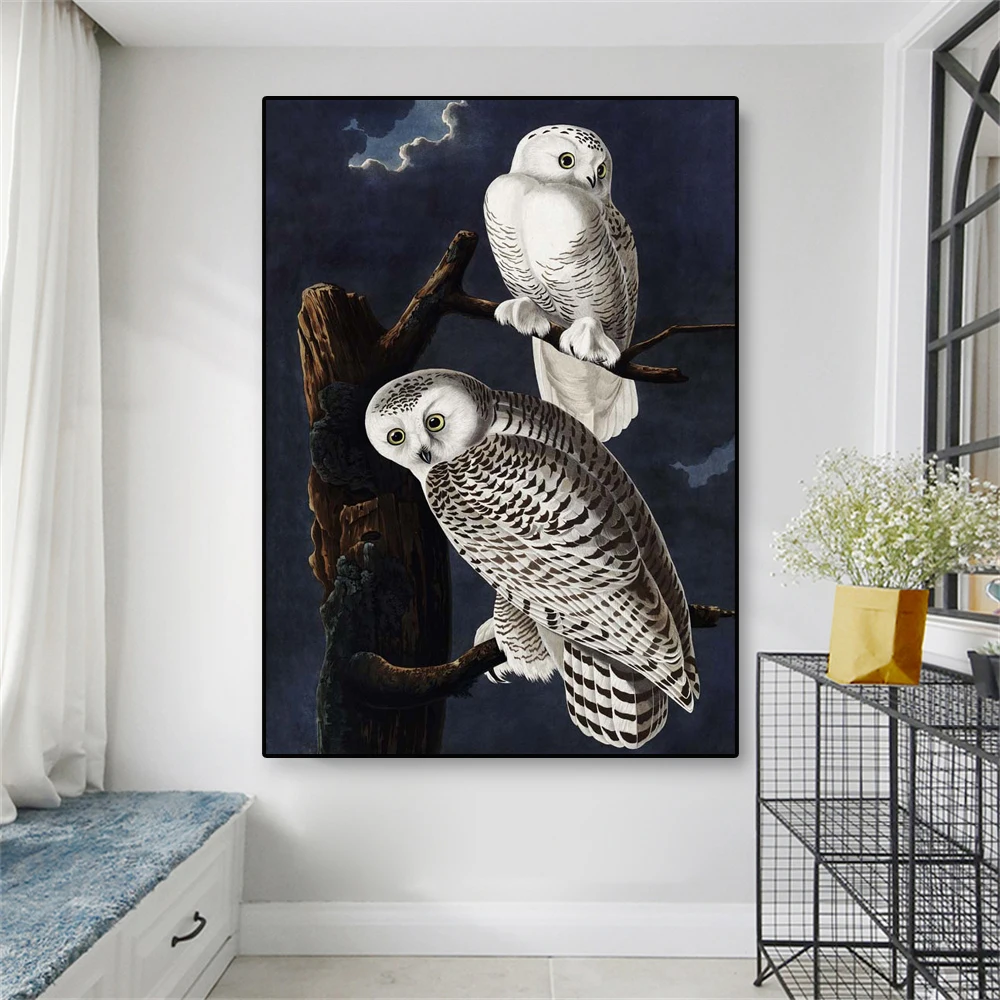 Винтажная Картина на холсте с птицами великолепная синяя Heron винтажная