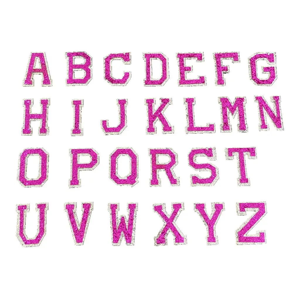 

Желтые, розовые, черные, серебряные, фиолетовые блестящие Вышитые нашивки с аппликацией, 26 букв