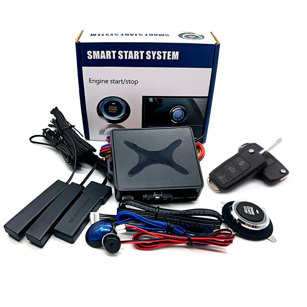

универсальная Сигнализация на авто через приложение для управления Сигнализация с автопуск Система зажигания вход без ключа комплект дистанционного запуска автомобиля старт стоп кнопку система запуска одной кнопкой
