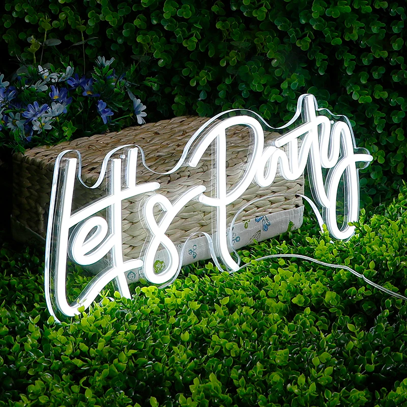 Let's Party Neon Led Party Home Wall Decor Transparent Acrylic Custom Neon Bar Nightclub Background Sign 56*20CM
