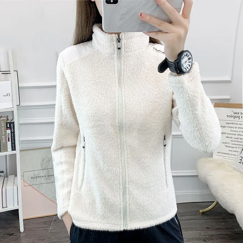 Parkas Women's Outdoors Coats 2023 Winter Fashion Faux Fur Fleece Zipper Splicing Stand Collar Warm Casual Warm Jackets Woman