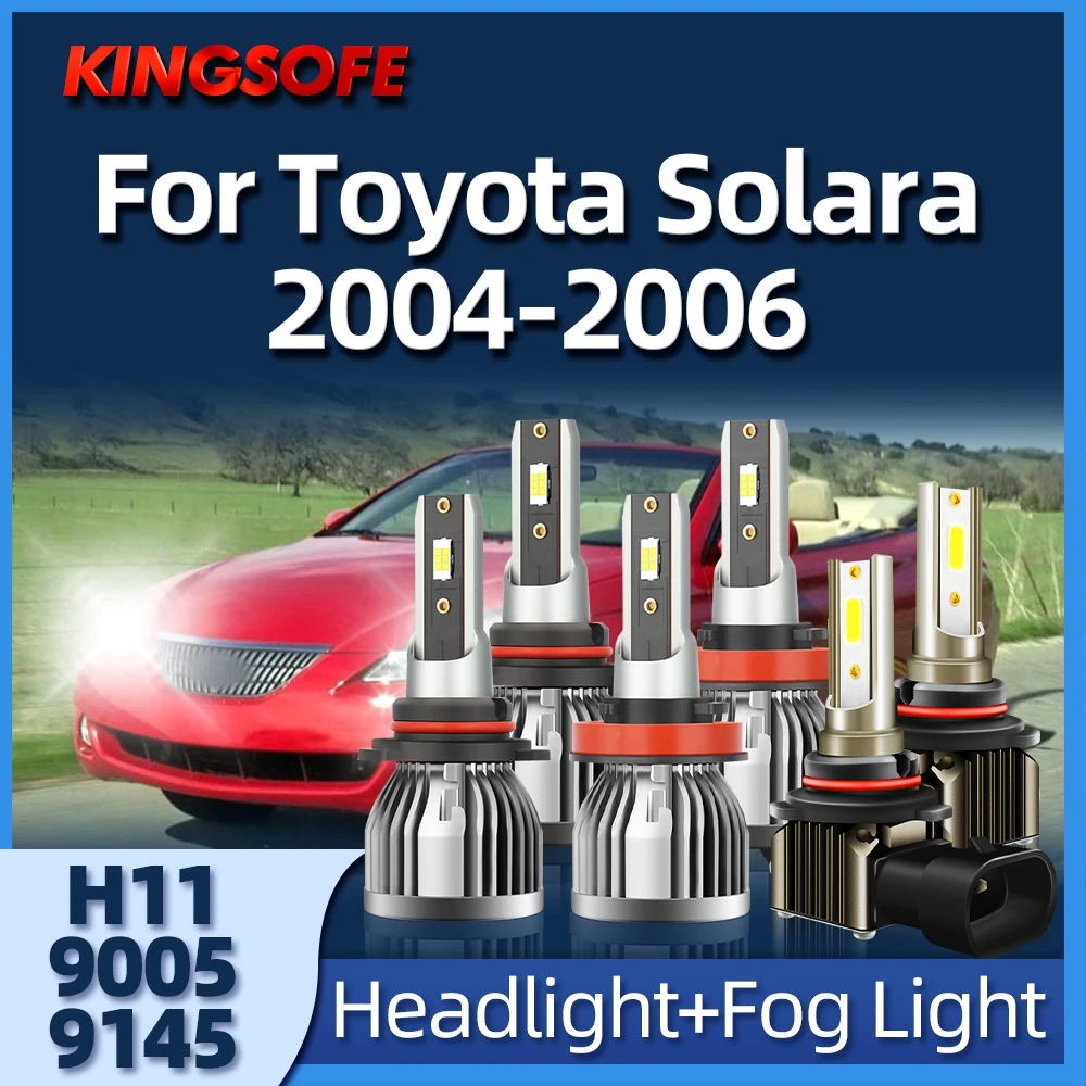 

KINGSOFE 2/6 шт. 9005 фонарь головного света H11 9145 26000lm, высокая мощность 6000K, белый свет для Toyota Solara 2004 2005 2006